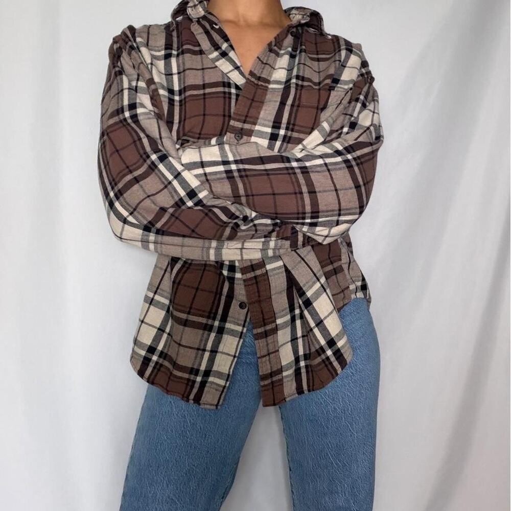 Vintage brown plaid flannel